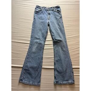 Levi Strauss Signature Girls 16 Low Rise Flare Jeans Blue Distressed Stretch
